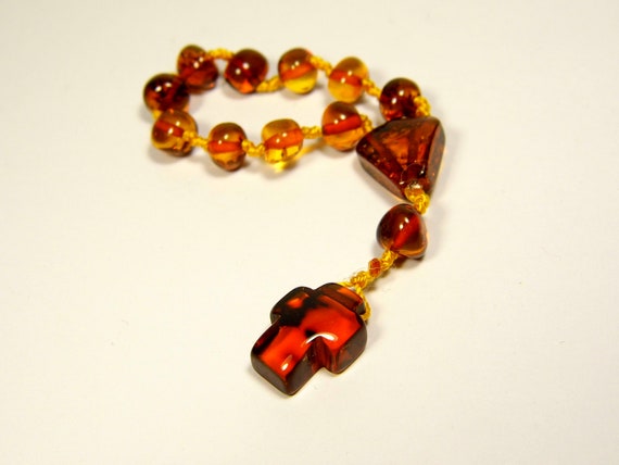 Baltic Amber Mini Pocket Rosary Chaplet Catholic Christian Brown 5446