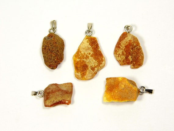 Lot of 5 Baltic Amber Pendants 7.1g Multicolor Women's Raw Natural Gemstone 4486