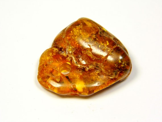 Baltic Amber Pendant Amulet With Hole 3.1gr Brown Cognac Natural Stone 6028