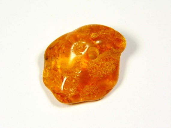 Baltic Amber Pendant Amulet With Hole 2.9gr. Cognac Brown Transparent Stone 6036