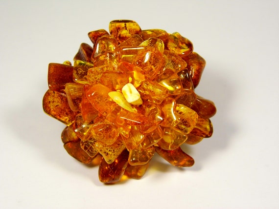 Baltic Amber Flower Hair Band Multicolor 2.2" Natural Genuine Gemstone 5018