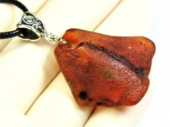 Natural raw Baltic Amber women's pendant brown color 3703