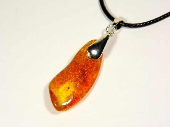 Baltic Amber Pendant Charm Cognac Transparent Natural Gemstone 5041