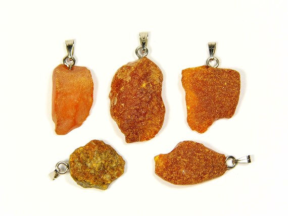 Lot of 5 Baltic Amber Pendants 7.2gr. Brown Women's Raw Natural Gemstone 4454