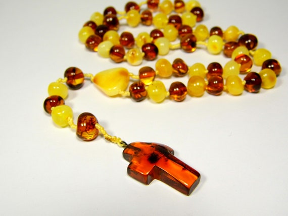 Baltic Amber Rosary Chaplet Catholic Christian Multicolor Natural Stone 5194