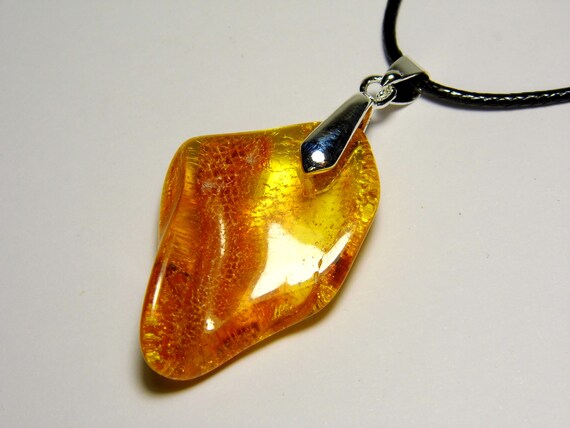 Baltic Amber Pendant Cognac Brown Transparent Natural Genuine 4850