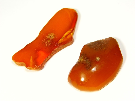 Lot of 2 Vintage Baltic Amber Stones 7.3gr. Brown Natural Old Gemstones A0229