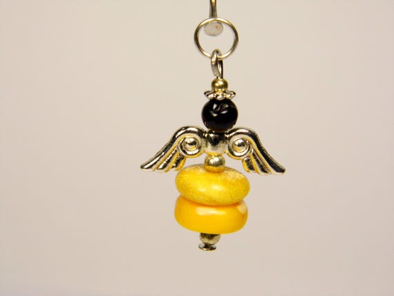 Baltic Amber Angel Pendant Charm Yellow / Butterscotch / Egg Yolk Natural Stone Genuine Gemstone A0336