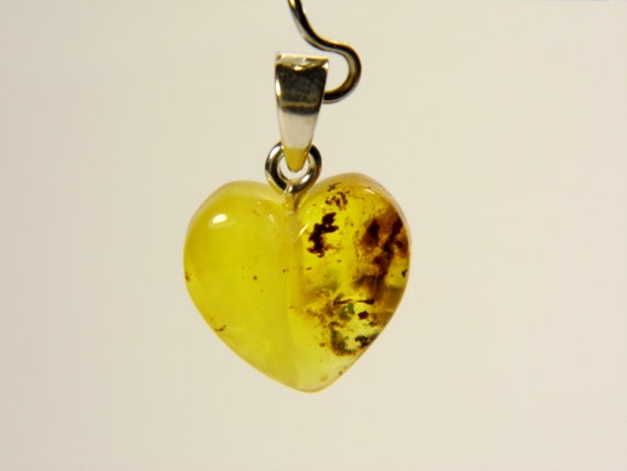 Baltic Amber Heart Pendant Charm 0.55x0.55" Yellow Natural Genuine Gemstone 4795