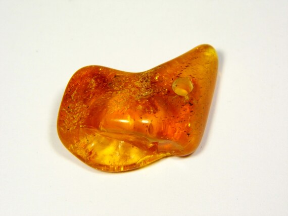 Baltic Amber Pendant Amulet With Hole 2.5gr. Cognac Brown Transparent Stone 6042