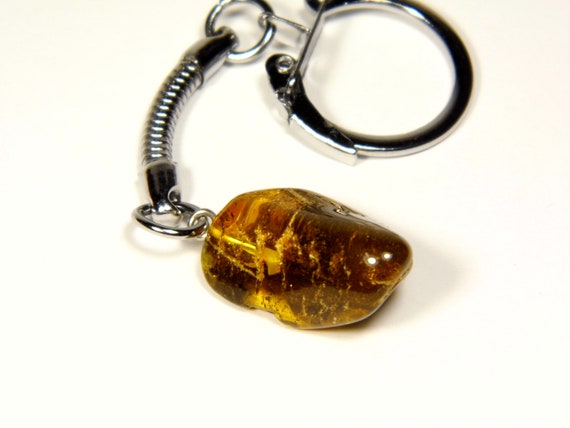 Baltic Amber Keychain Keyring Pendant Charm Souvenir Green Brown Natural 5082