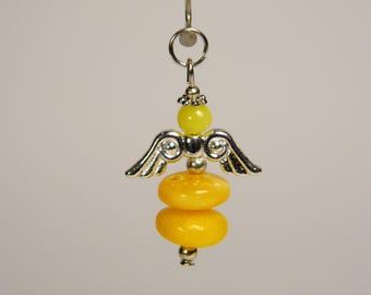 Baltic Amber Angel Pendant Charm Yellow / Butterscotch / Egg Yolk Natural Stone Genuine Gemstone A0332