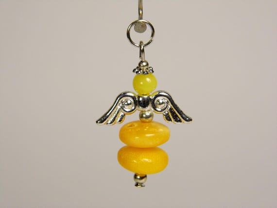 Baltic Amber Angel Pendant Charm Yellow / Butterscotch / Egg Yolk Natural Stone Genuine Gemstone A0332