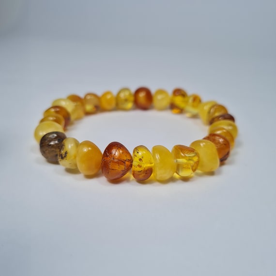 Natural genuine Baltic Amber stretchable bracelet yellow / brown /transparent authentic unique women's jewelry A0377