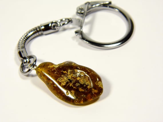 Baltic Amber Keychain Keyring Pendant Charm Souvenir Green Natural Stone 5116