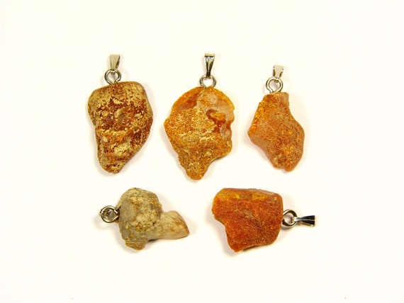 Lot of 5 Baltic Amber Pendants 6.3gr. Brown Women's Raw Natural Gemstone 4476