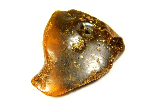 Baltic Amber Pendant Amulet With Hole 11g Brown Black Natural Stone Genuine A0185
