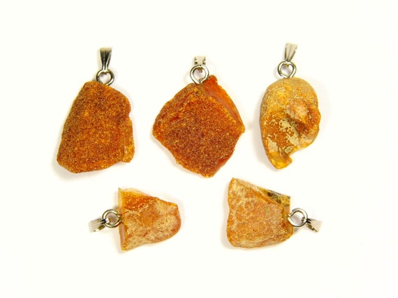 Lot of 5 Baltic Amber Pendants 5.6gr. Brown Women's Raw Natural Gemstone 4479