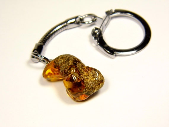 Baltic Amber Keychain Keyring Pendant Charm Souvenir Brown Green Natural 5094