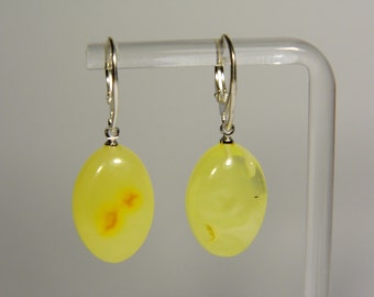 Baltic Amber Dangle Drop Earrings Yellow Women's Natural Genuine Gemstone 4377