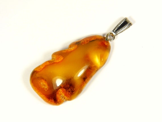 Baltic Amber Pendant 5.9gr. Brown Yellow Natural Stone Genuine Gemstone 4312