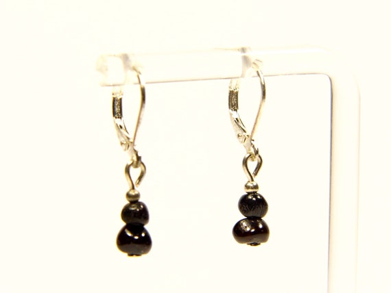 Natural Baltic Amber dangle / drop women's earrings black 4181