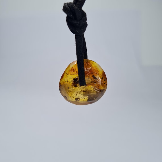 Baltic Amber Donut Pendant Brown Cognac Transparent Natural A0396