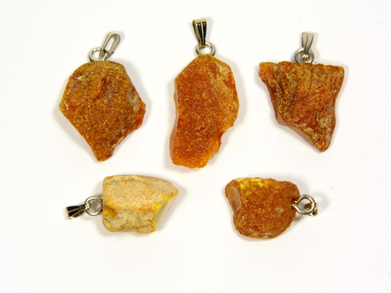 Lot of 5 Baltic Amber Pendants 5.8gr. Brown Women's Raw Natural Gemstone 4349