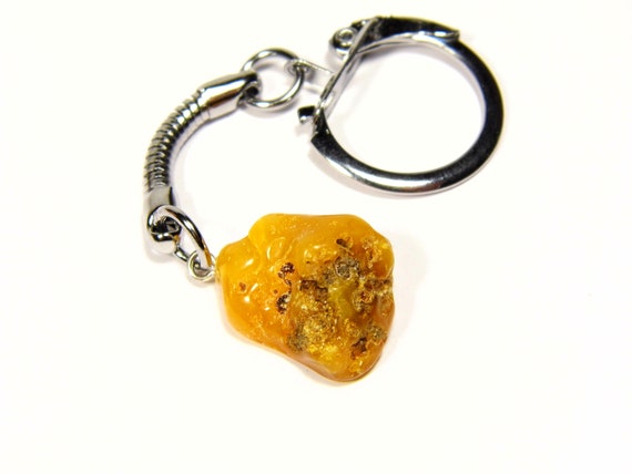Baltic Amber Keychain Keyring Pendant Charm Souvenir Brown Stone Natural 5344