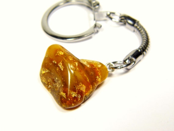 Baltic Amber Keychain Keyring Pendant Charm Souvenir Brown Stone Natural 5331