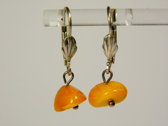 Baltic Amber Dangle Drop Earrings Brown Yellow Natural Stone  Genuine 5943