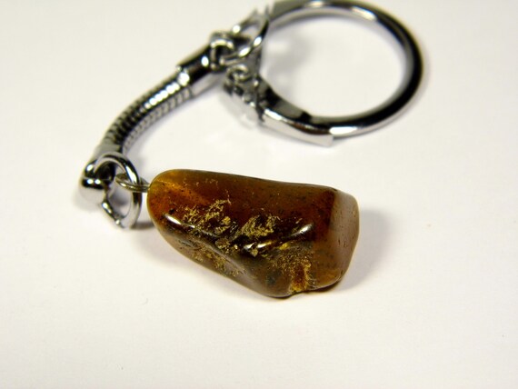 Baltic Amber Keychain Keyring Pendant Charm Souvenir Brown Stone Natural 5333
