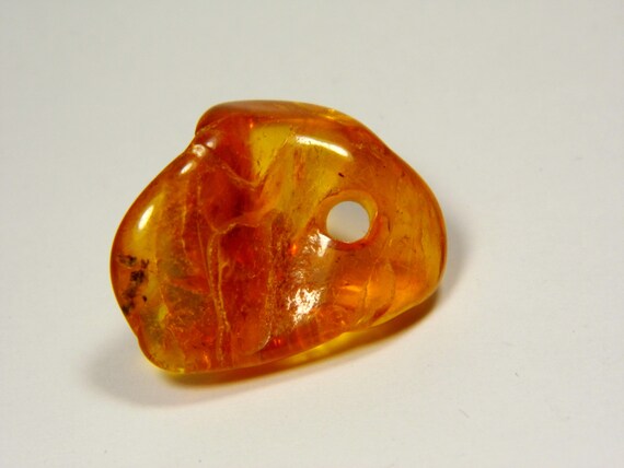 Baltic Amber Pendant Amulet With Hole 2.7gr. Cognac Brown Transparent Stone 6038