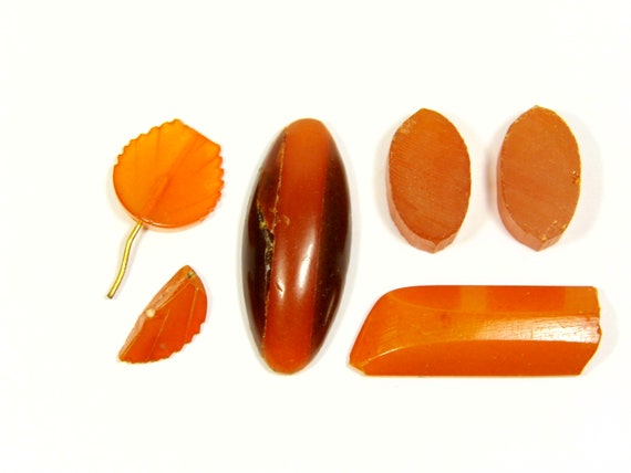 Lot of 6 Vintage Baltic Amber Stones 12gr Brown Pressed Old Broken Gemstone A0028