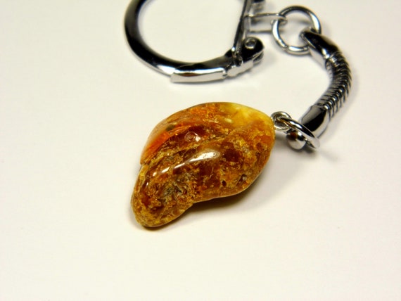Baltic Amber Keychain Keyring Pendant Charm Souvenir Brown Natural Stone 5068