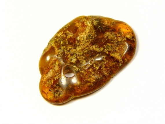 Baltic Amber Pendant Amulet With Hole 2gr Brown Green Natural Stone 6058