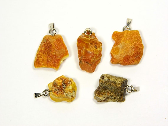 Lot of 5 Baltic Amber Pendants 7.1g Multicolor Women's Raw Natural Gemstone 4487