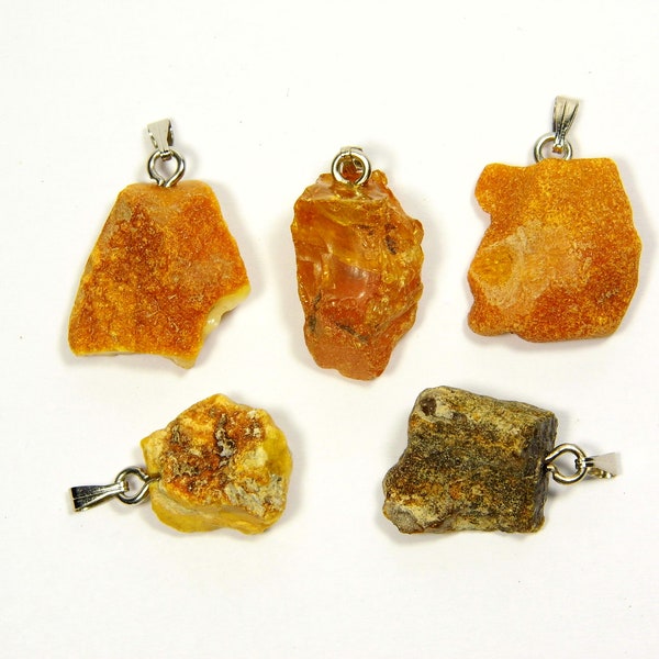 Lot of 5 Baltic Amber Pendants 7.1g Multicolor Women's Raw Natural Gemstone 4487