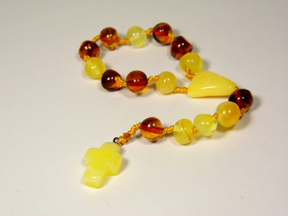 Baltic Amber Mini Pocket Rosary Chaplet Catholic Christian Multicolor 5438