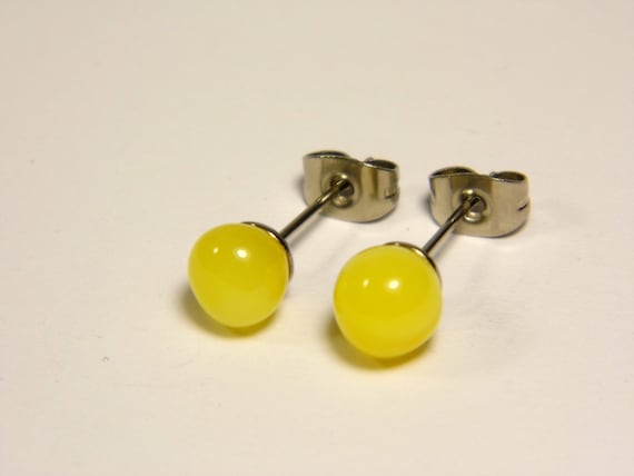 Baltic Amber Stud Earrings Yellow Women's Natural Stone Genuine Gemstone 4557