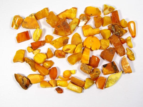 Vintage Baltic Amber Stones 50gr Yellow Brown Butterscotch Egg Yolk Natural A0025