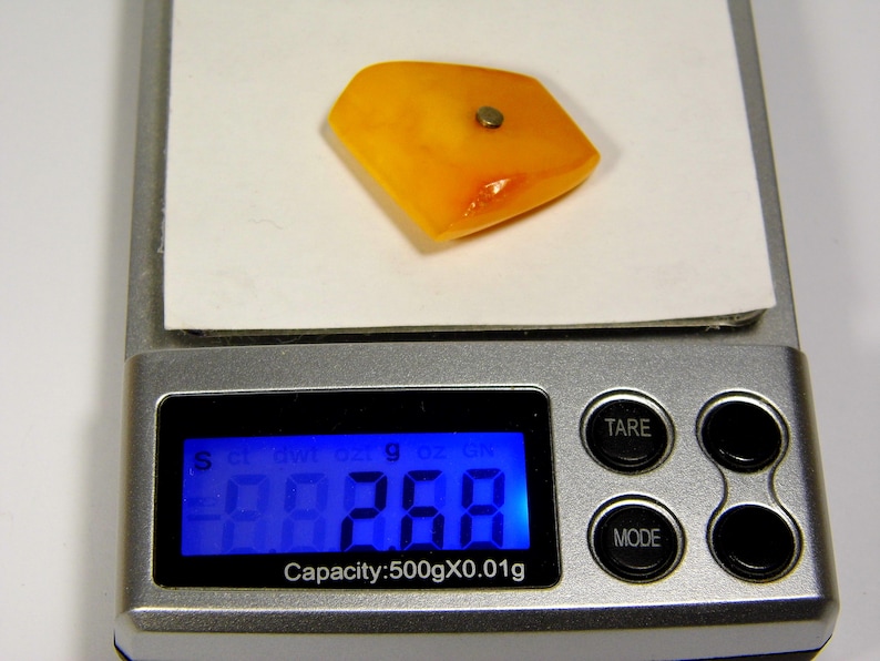 Vintage Baltic Amber Stone Butterscotch Egg Yolk Yellow Old Gemstone