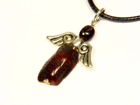 Baltic Amber Angel Pendant Charm Brown Natural Stone 4937