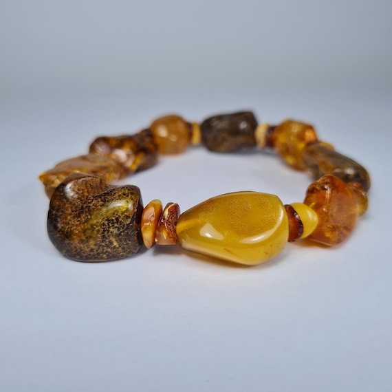 Baltic Amber bracelet natural genuine stones 20 grams unique authentic women's jewelry brown color A0365