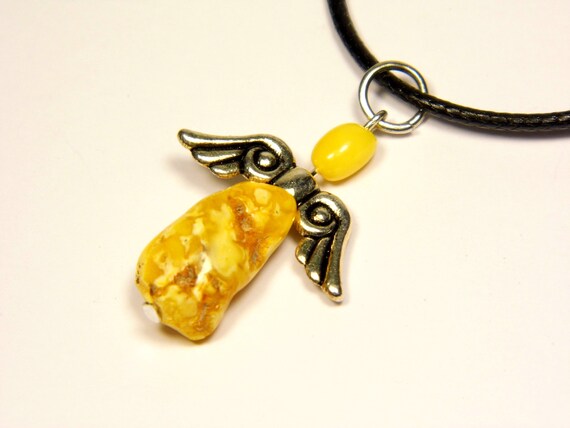 Baltic Amber Angel Pendant Charm Brown Yellow Natural Stone 4940