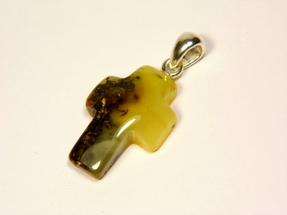 Baltic Amber Cross Pendant Charm Multicolor Stone Natural Genuine Gemstone 5236