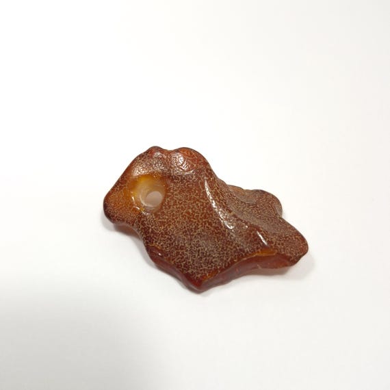 Baltic Amber Pendant Amulet With Hole Brown Cognac Natural Stone Genuine A0447