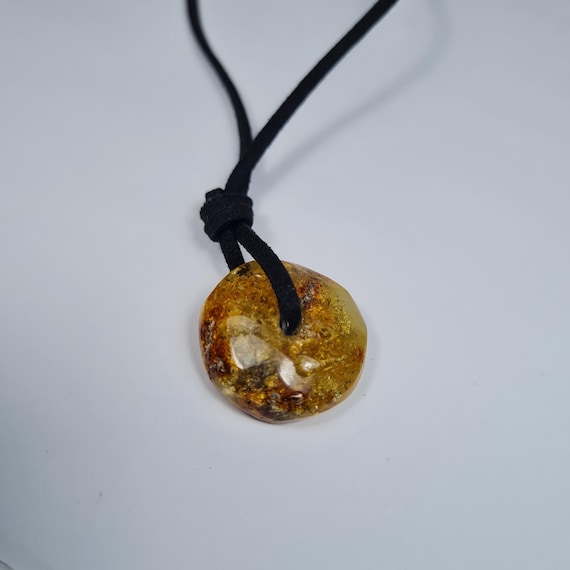 Baltic Amber Donut Pendant Brown Cognac Transparent Natural A0394