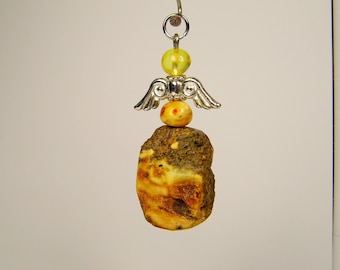Baltic Amber Angel Pendant Charm Multicolor Natural Stone Genuine Gemstone A0328