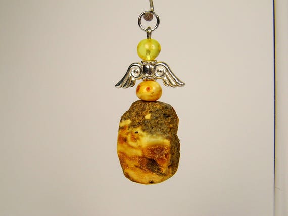 Baltic Amber Angel Pendant Charm Multicolor Natural Stone Genuine Gemstone A0328